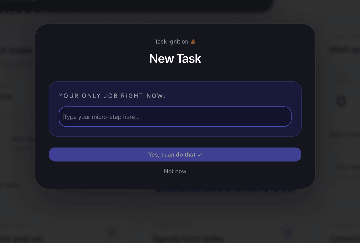 Stride quick capture dialog allowing users to type a thought and send it to the inbox instantly.